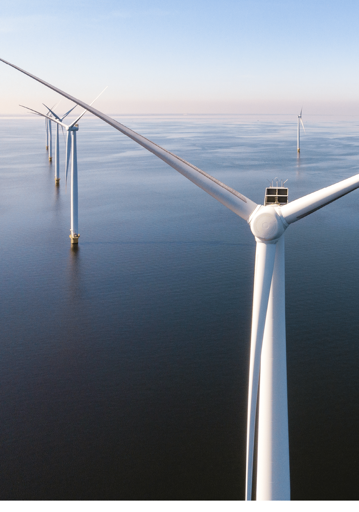Wind turbine from aerial view, Drone view at windpark westermeerdijk a windmill farm in the lake IJsselmeer the biggest in the Netherlands,Sustainable development, renewable energy, drone view