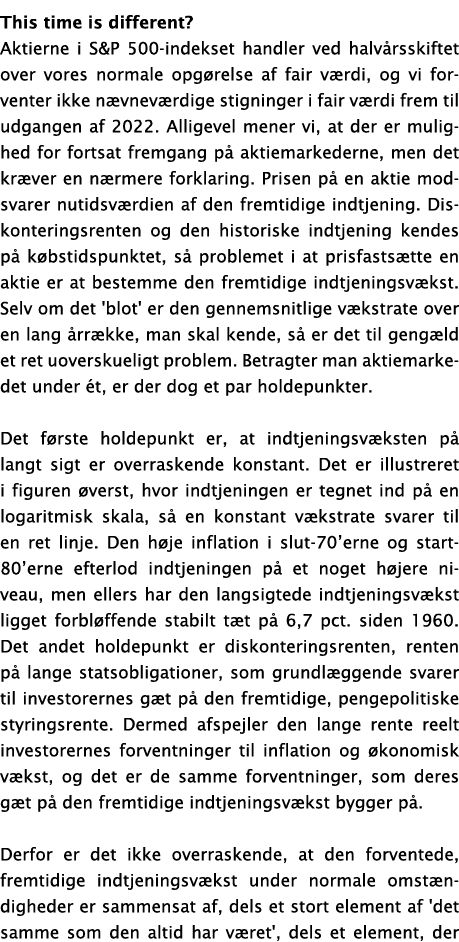This time is different  Aktierne i S&P 500-indekset handler ved halvårsskiftet over vores normale opgørelse af fair v   