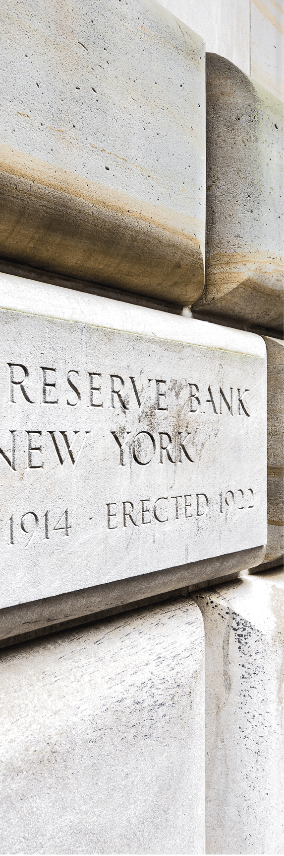 New York City, USA - October 30, 2017: Federal Reserve Bank sign closeup in downtown lower financial district Manhattan NYC