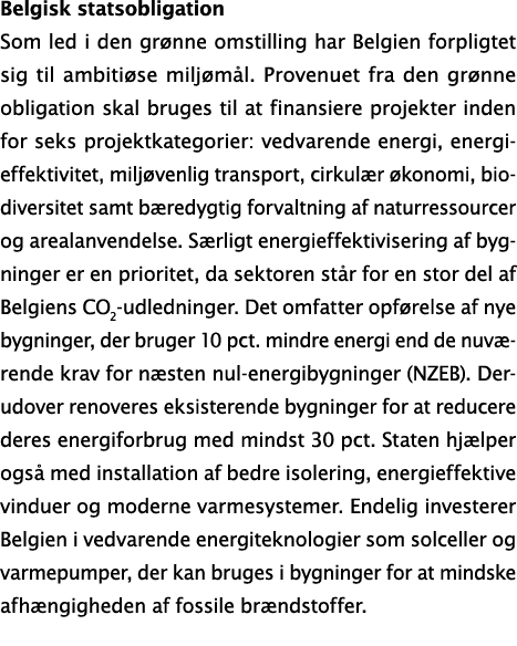 Belgisk statsobligation Som led i den gr nne omstilling har Belgien forpligtet sig til ambiti se milj m l. Provenuet ...