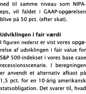ned til samme niveau som NIPA-eps, vil faldet i GAAP-opg relsen blive p  50 pct  (efter skat)   Udviklingen i fair v    