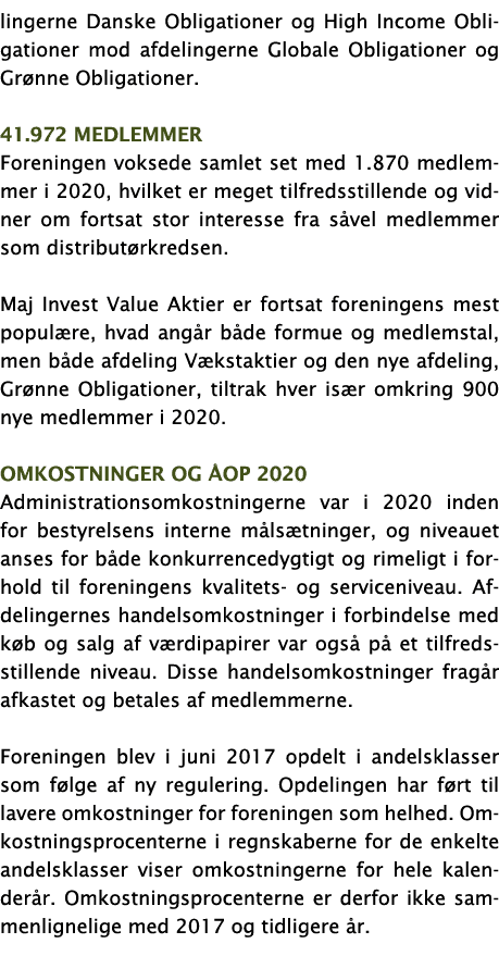 lingerne Danske Obligationer og High Income Obligationer mod afdelingerne Globale Obligationer og Grønne Obligationer   