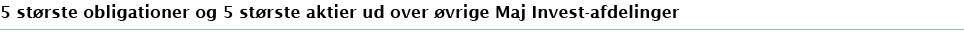 5 st rste obligationer og 5 st rste aktier ud over vrige Maj Invest afdelinger